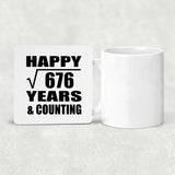 Happy 26th Anniversary Square Root of 676 Years & Counting - Drink Coaster