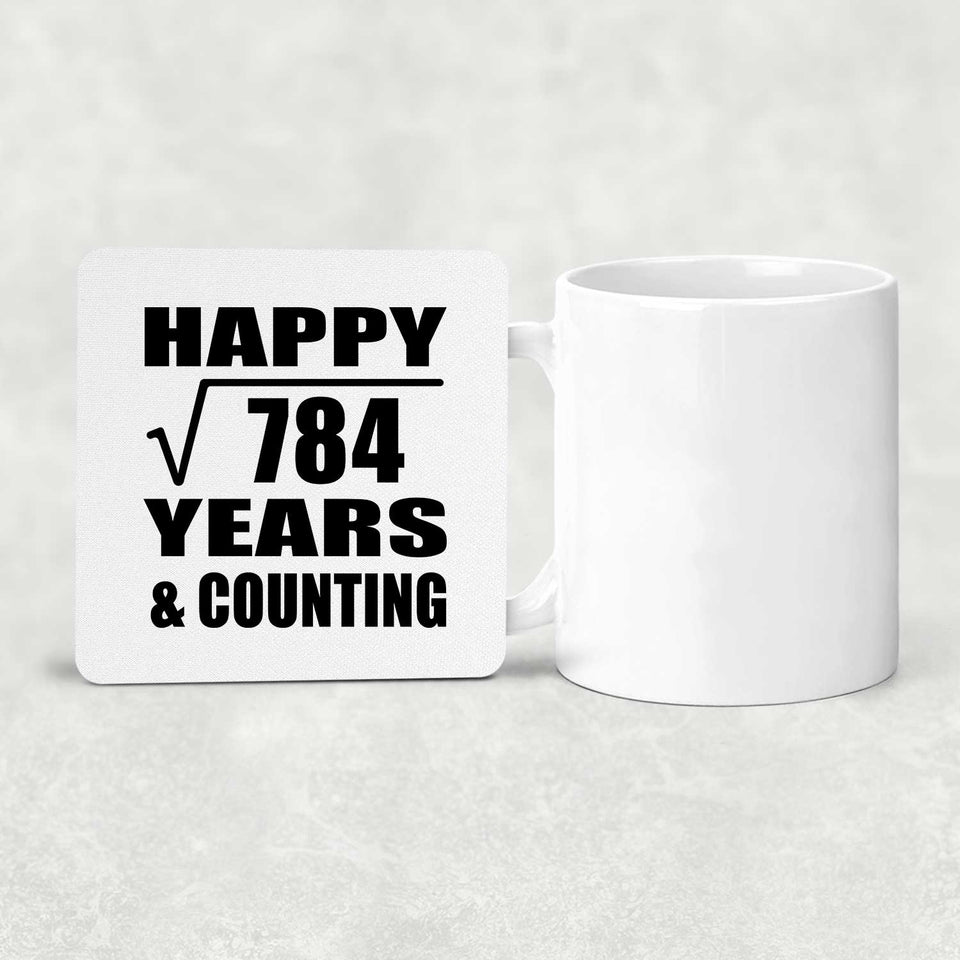 Happy 28th Anniversary Square Root of 784 Years & Counting - Drink Coaster
