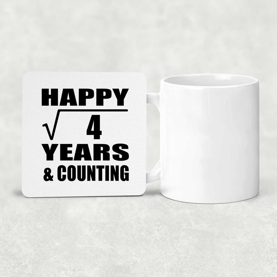 Happy 2nd Anniversary Square Root of 4 Years & Counting - Drink Coaster