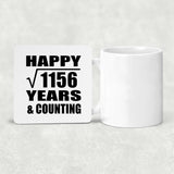 Happy 34th Anniversary Square Root of 1156 Years & Counting - Drink Coaster