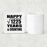 Happy 35th Anniversary Square Root of 1225 Years & Counting - Drink Coaster