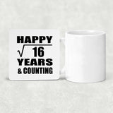 Happy 4th Anniversary Square Root of 16 Years & Counting - Drink Coaster