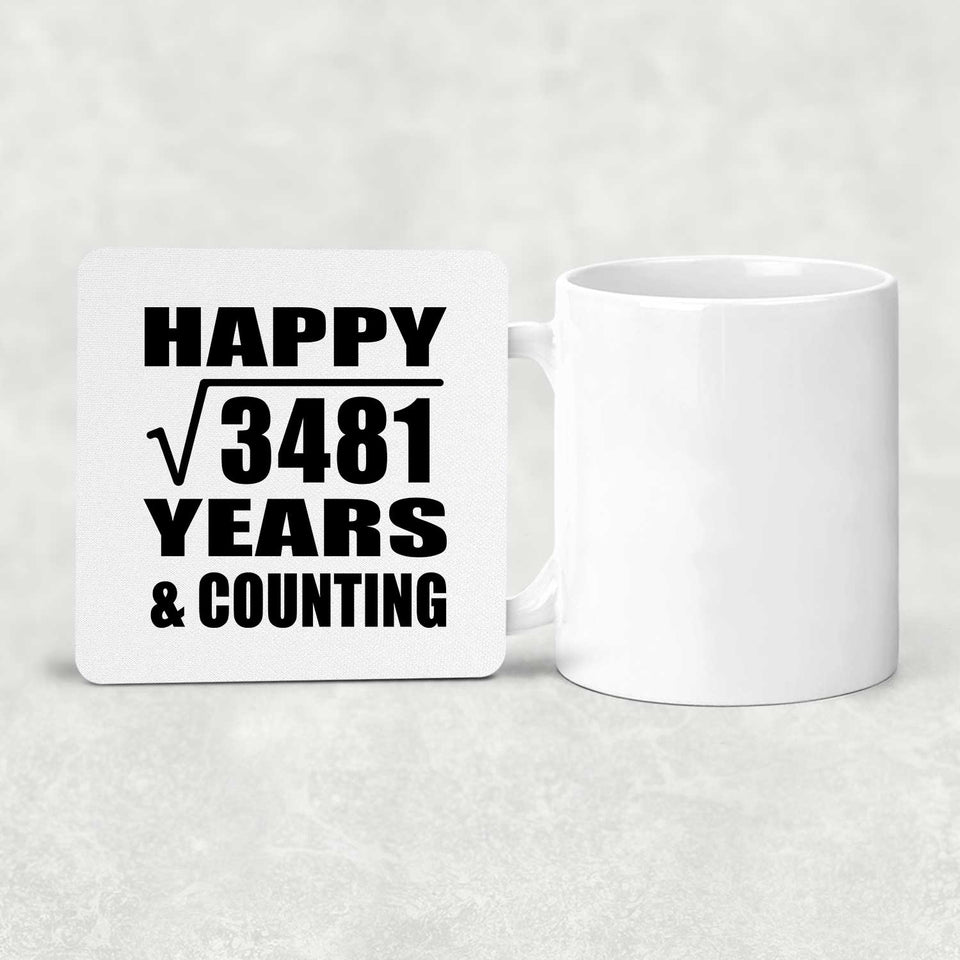 Happy 59th Anniversary Square Root of 3481 Years & Counting - Drink Coaster