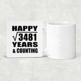 Happy 59th Anniversary Square Root of 3481 Years & Counting - Drink Coaster
