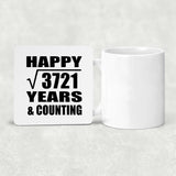 Happy 61st Anniversary Square Root of 3721 Years & Counting - Drink Coaster