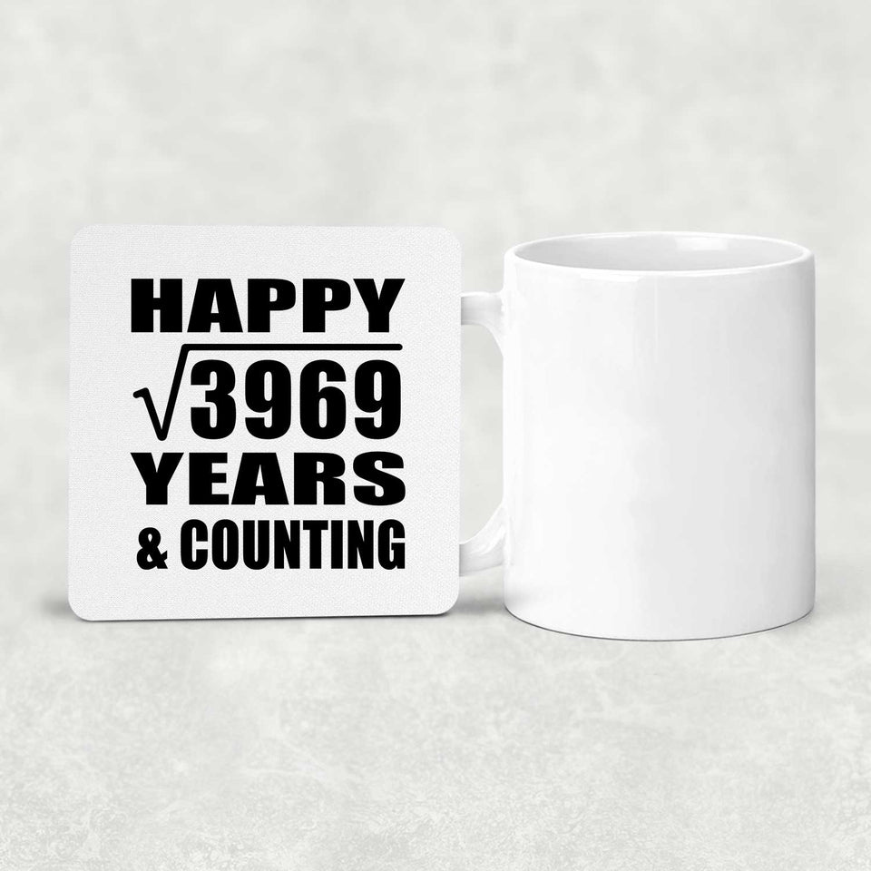 Happy 63rd Anniversary Square Root of 3969 Years & Counting - Drink Coaster