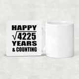 Happy 65th Anniversary Square Root of 4225 Years & Counting - Drink Coaster