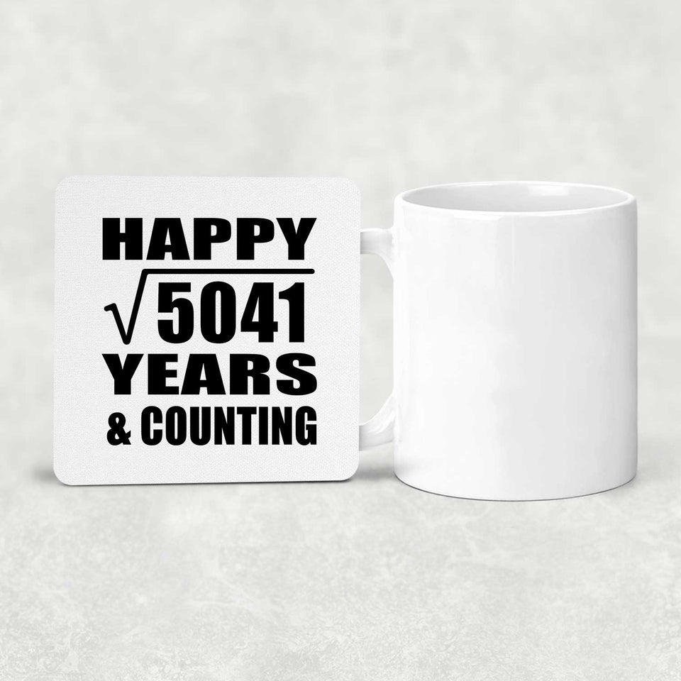 Happy 71st Anniversary Square Root of 5041 Years & Counting - Drink Coaster