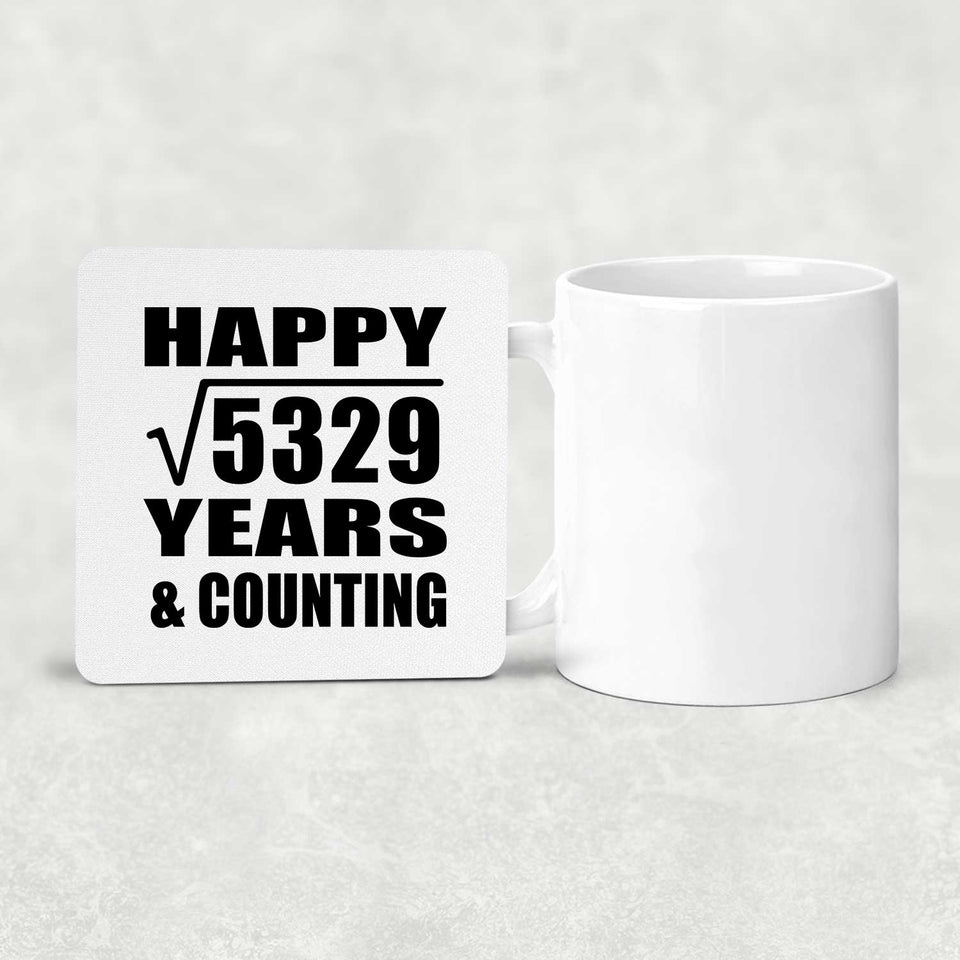 Happy 73rd Anniversary Square Root of 5329 Years & Counting - Drink Coaster