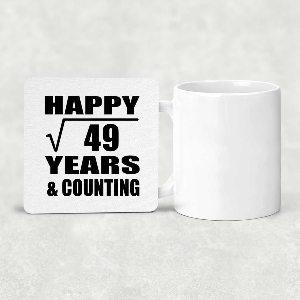 Happy 7th Anniversary Square Root of 49 Years & Counting - Drink Coaster