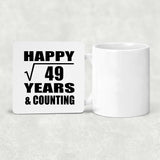 Happy 7th Anniversary Square Root of 49 Years & Counting - Drink Coaster