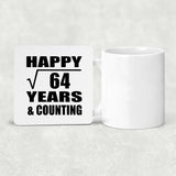 Happy 8th Anniversary Square Root of 64 Years & Counting - Drink Coaster