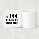 12th Anniversary Square Root of 144 Years As Mr & Mrs - Drink Coaster