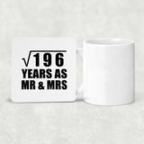 14th Anniversary Square Root of 196 Years As Mr & Mrs - Drink Coaster