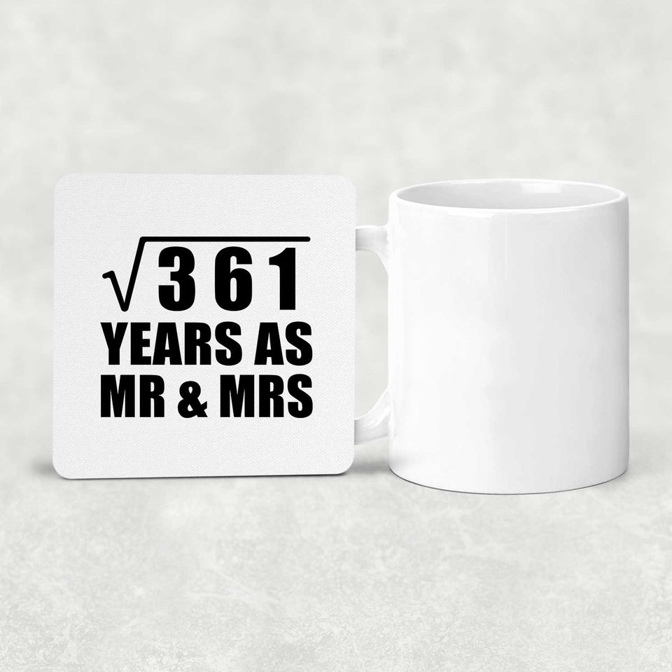 19th Anniversary Square Root of 361 Years As Mr & Mrs - Drink Coaster