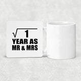 1st Anniversary Square Root of 1 Year As Mr & Mrs - Drink Coaster