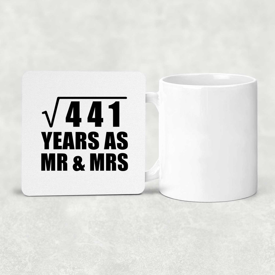 21st Anniversary Square Root of 441 Years As Mr & Mrs - Drink Coaster