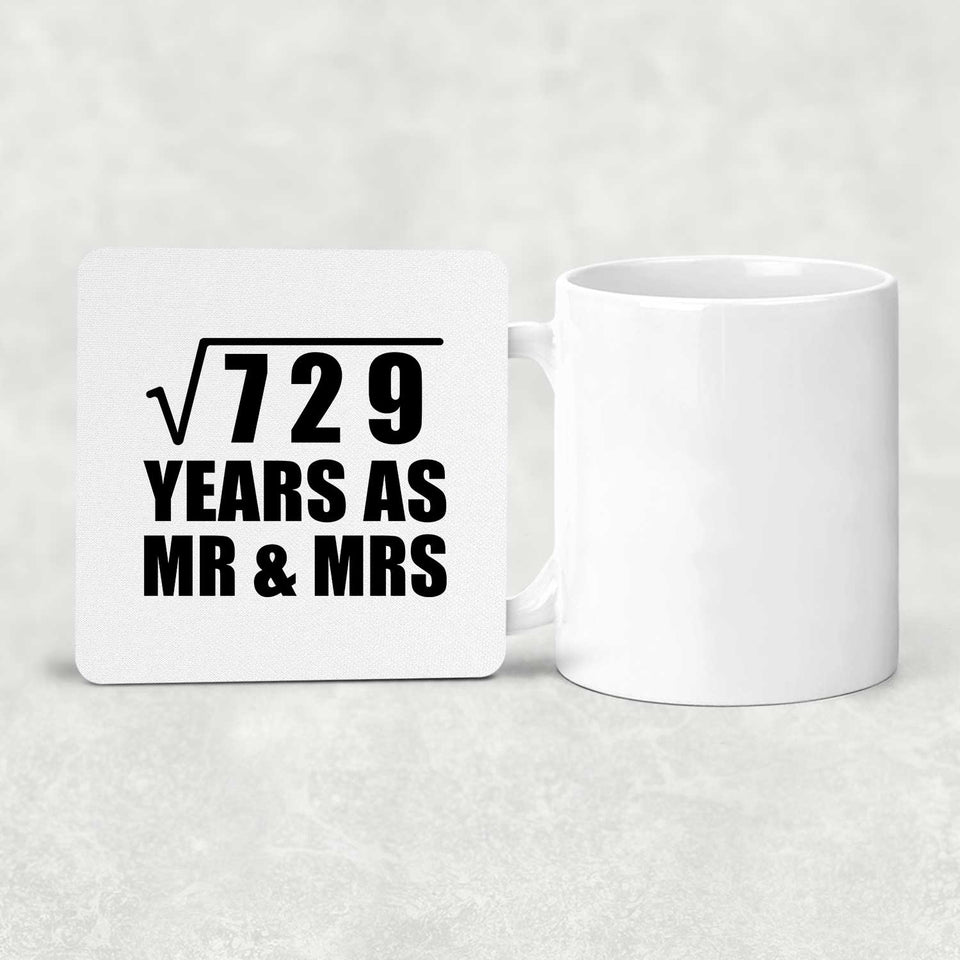 27th Anniversary Square Root of 729 Years As Mr & Mrs - Drink Coaster
