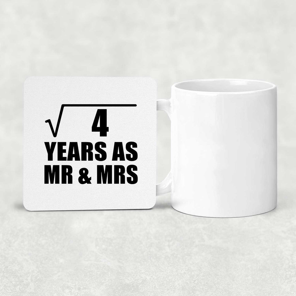 2nd Anniversary Square Root of 4 Years As Mr & Mrs - Drink Coaster