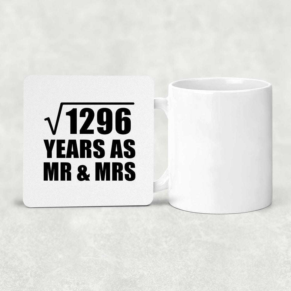 36th Anniversary Square Root of 1296 Years As Mr & Mrs - Drink Coaster