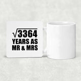 58th Anniversary Square Root of 3364 Years As Mr & Mrs - Drink Coaster