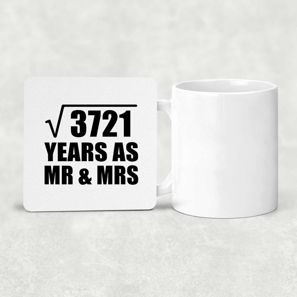 61st Anniversary Square Root of 3721 Years As Mr & Mrs - Drink Coaster