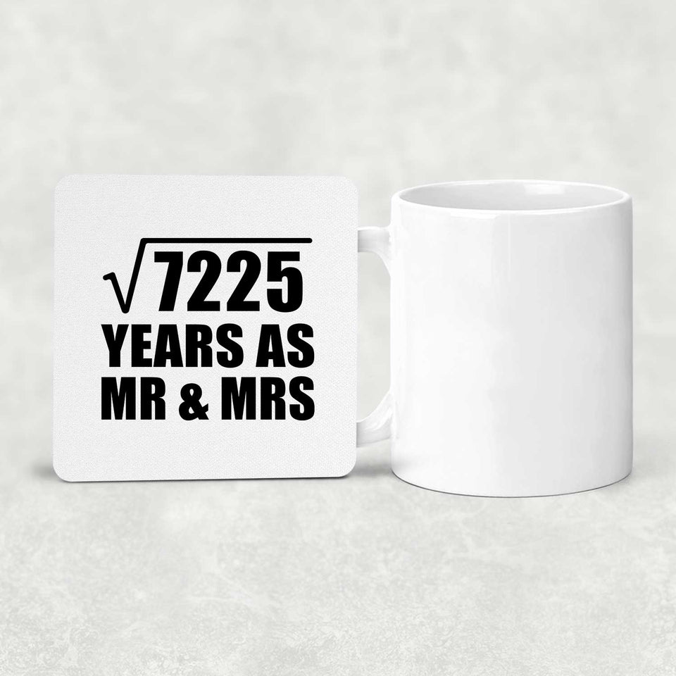85th Anniversary Square Root of 7225 Years As Mr & Mrs - Drink Coaster