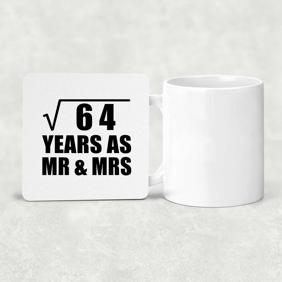 8th Anniversary Square Root of 64 Years As Mr & Mrs - Drink Coaster