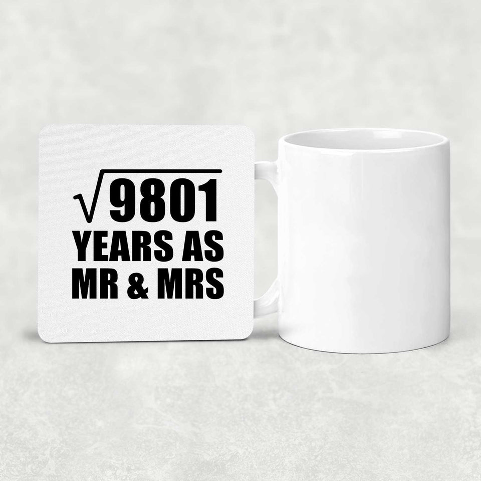 99th Anniversary Square Root of 9801 Years As Mr & Mrs - Drink Coaster