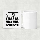 3rd Anniversary Square Root of 9 Years As Mr & Mrs 2021 - Drink Coaster