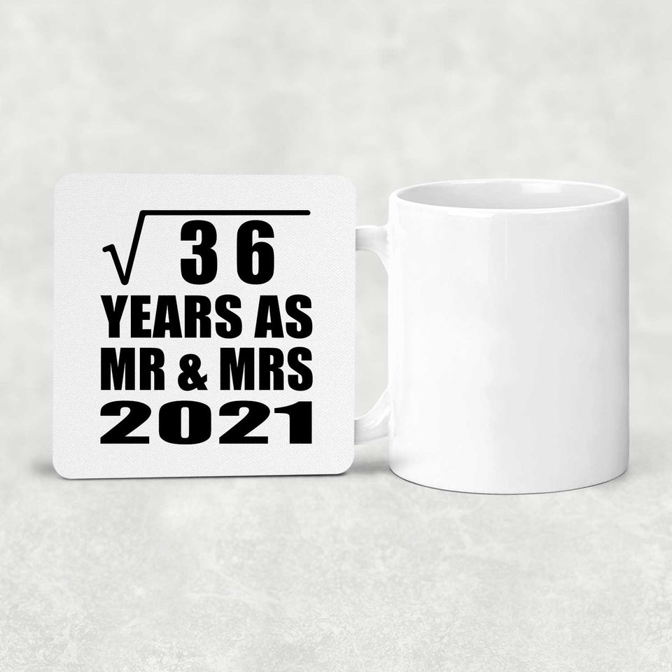 6th Anniversary Square Root of 36 Years As Mr & Mrs 2021 - Drink Coaster