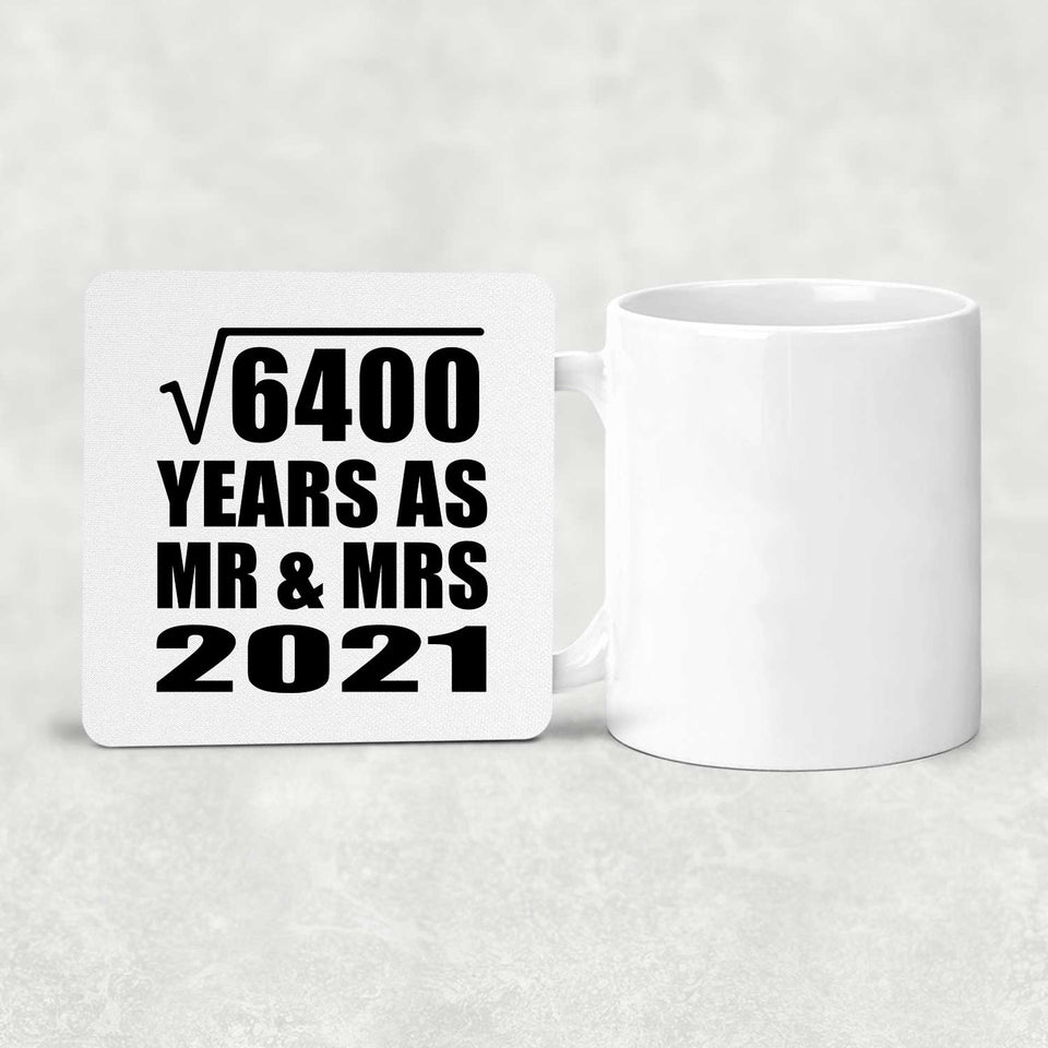 80th Anniversary Square Root of 6400 Years As Mr & Mrs 2021 - Drink Coaster
