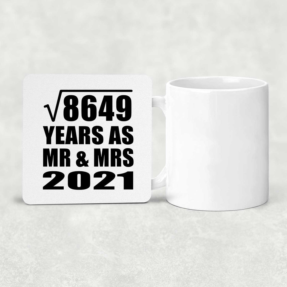 93rd Anniversary Square Root of 8649 Years As Mr & Mrs 2021 - Drink Coaster