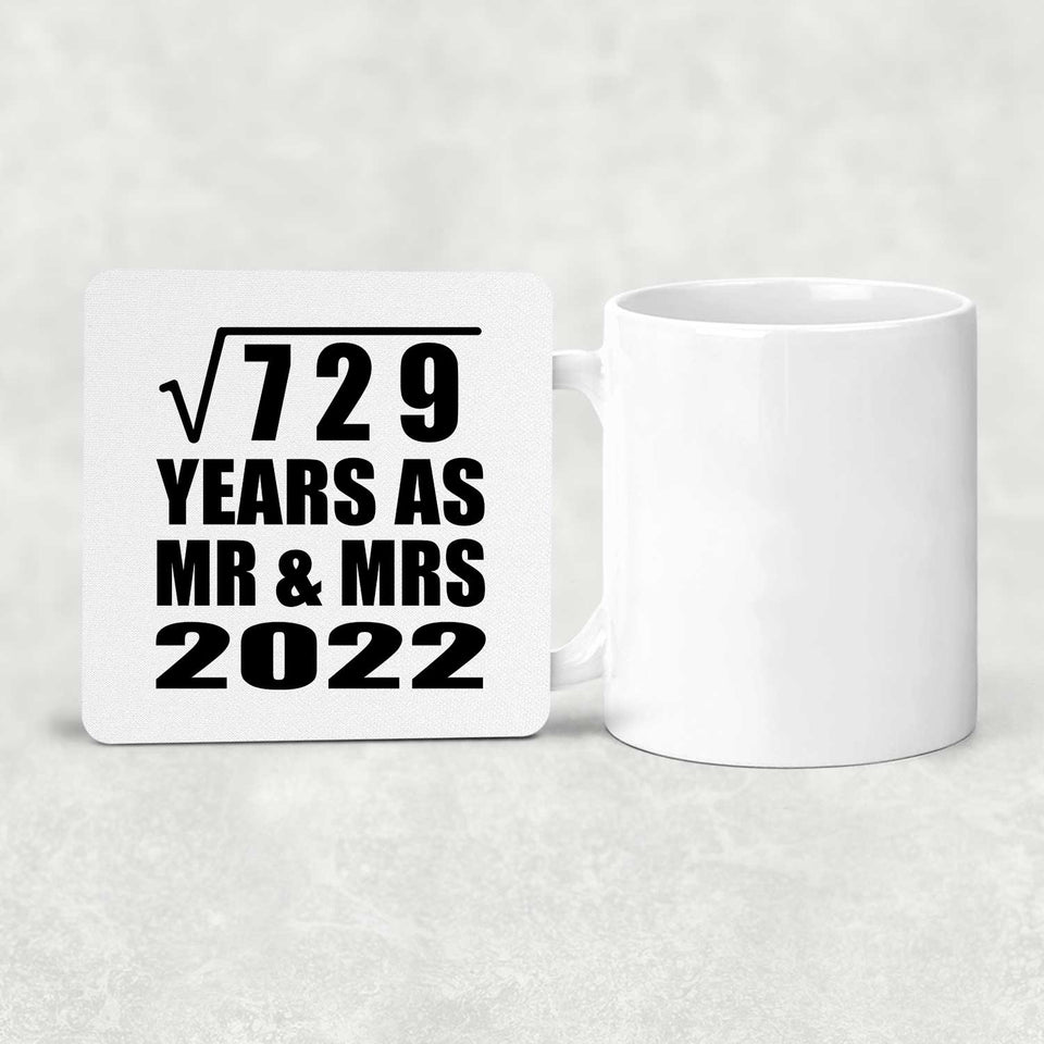 27th Anniversary Square Root of 729 Years As Mr & Mrs 2022 - Drink Coaster