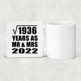 44th Anniversary Square Root of 1936 Years As Mr & Mrs 2022 - Drink Coaster