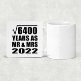 80th Anniversary Square Root of 6400 Years As Mr & Mrs 2022 - Drink Coaster