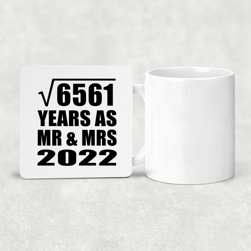 81st Anniversary Square Root of 6561 Years As Mr & Mrs 2022 - Drink Coaster