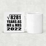 91st Anniversary Square Root of 8281 Years As Mr & Mrs 2022 - Drink Coaster