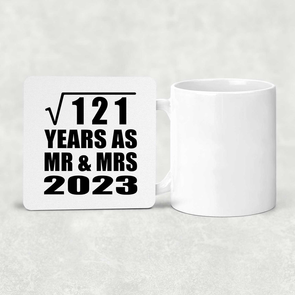 11th Anniversary Square Root of 121 Years As Mr & Mrs 2023 - Drink Coaster