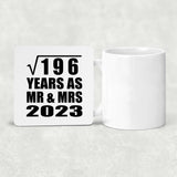14th Anniversary Square Root of 196 Years As Mr & Mrs 2023 - Drink Coaster