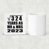 18th Anniversary Square Root of 324 Years As Mr & Mrs 2023 - Drink Coaster