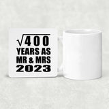 20th Anniversary Square Root of 400 Years As Mr & Mrs 2023 - Drink Coaster