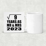 3rd Anniversary Square Root of 9 Years As Mr & Mrs 2023 - Drink Coaster