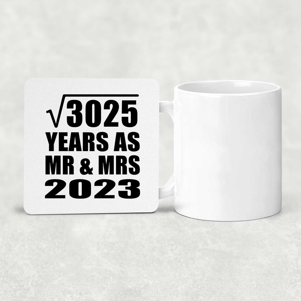55th Anniversary Square Root of 3025 Years As Mr & Mrs 2023 - Drink Coaster
