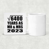 80th Anniversary Square Root of 6400 Years As Mr & Mrs 2023 - Drink Coaster