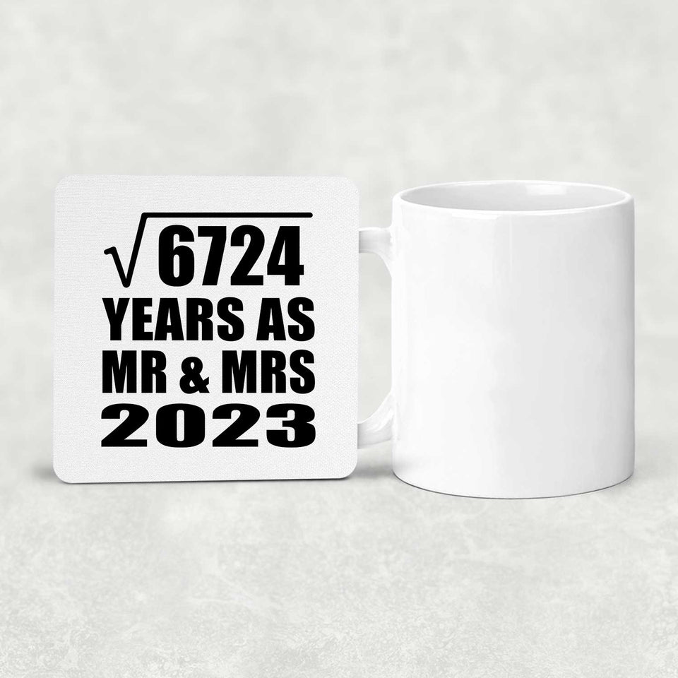 82nd Anniversary Square Root of 6724 Years As Mr & Mrs 2023 - Drink Coaster
