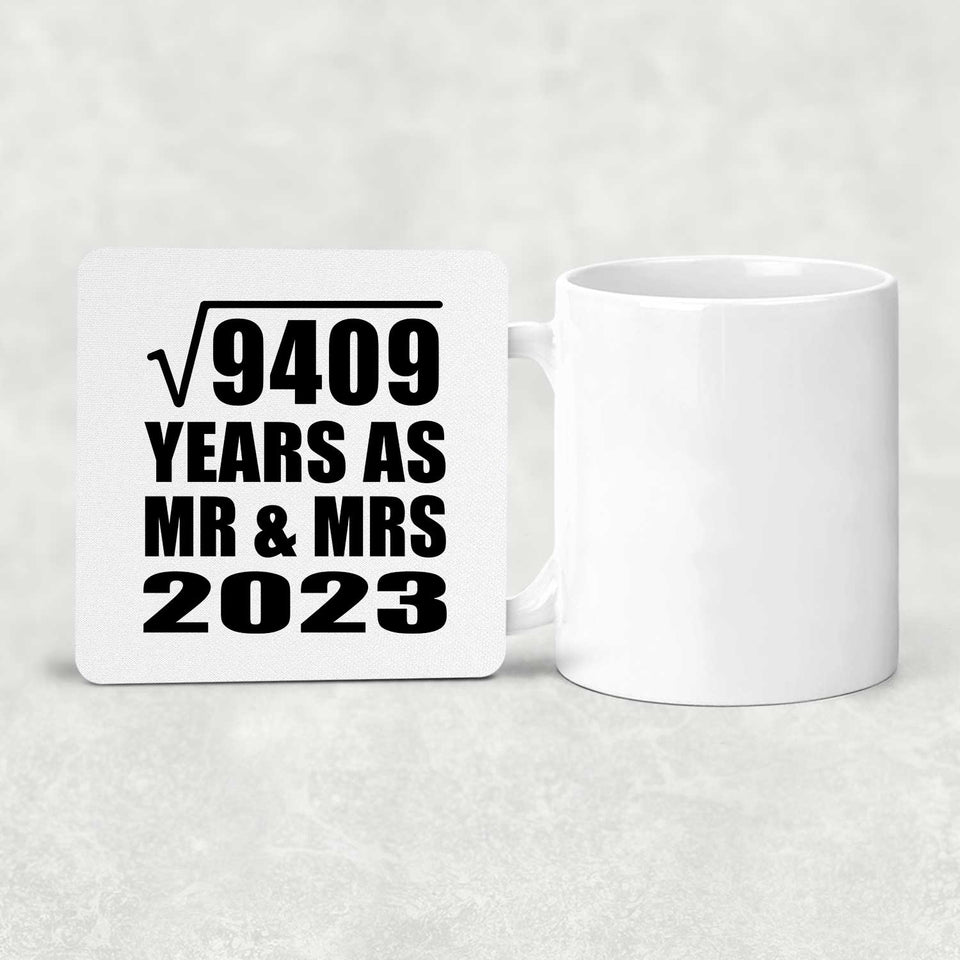 97th Anniversary Square Root of 9409 Years As Mr & Mrs 2023 - Drink Coaster