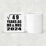 7th Anniversary Square Root of 49 Years As Mr & Mrs 2024 - Drink Coaster