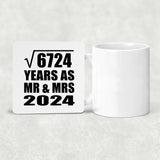 82nd Anniversary Square Root of 6724 Years As Mr & Mrs 2024 - Drink Coaster