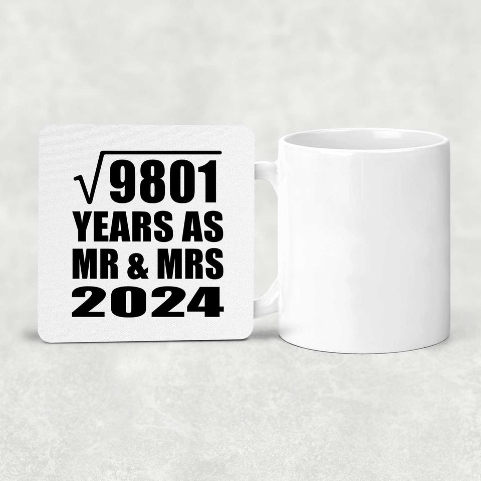 99th Anniversary Square Root of 9801 Years As Mr & Mrs 2024 - Drink Coaster